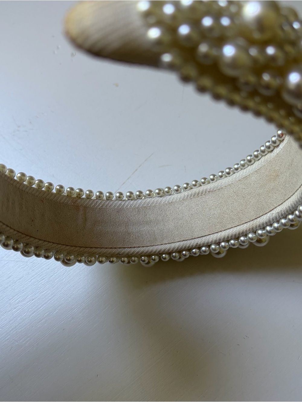 Ivory Pearl-Embellished Cream Bridal Headband - Picture 6 of 8